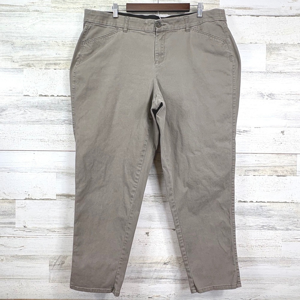 Lane Bryant Womens Chino Pants Size 18 Beige Cotton Spandex Stretch Casual